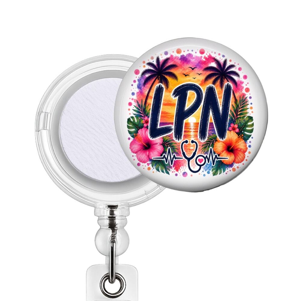 Summer LPN Badge Reel & Topper Tropical Nurse Beach Hibiscus Nurse Gift